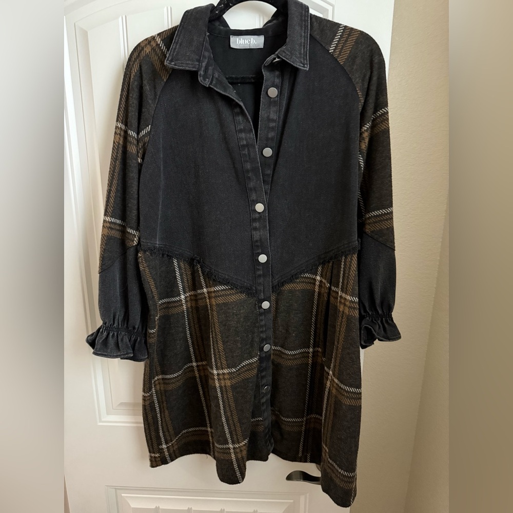 Plaid Button-Down Dress
